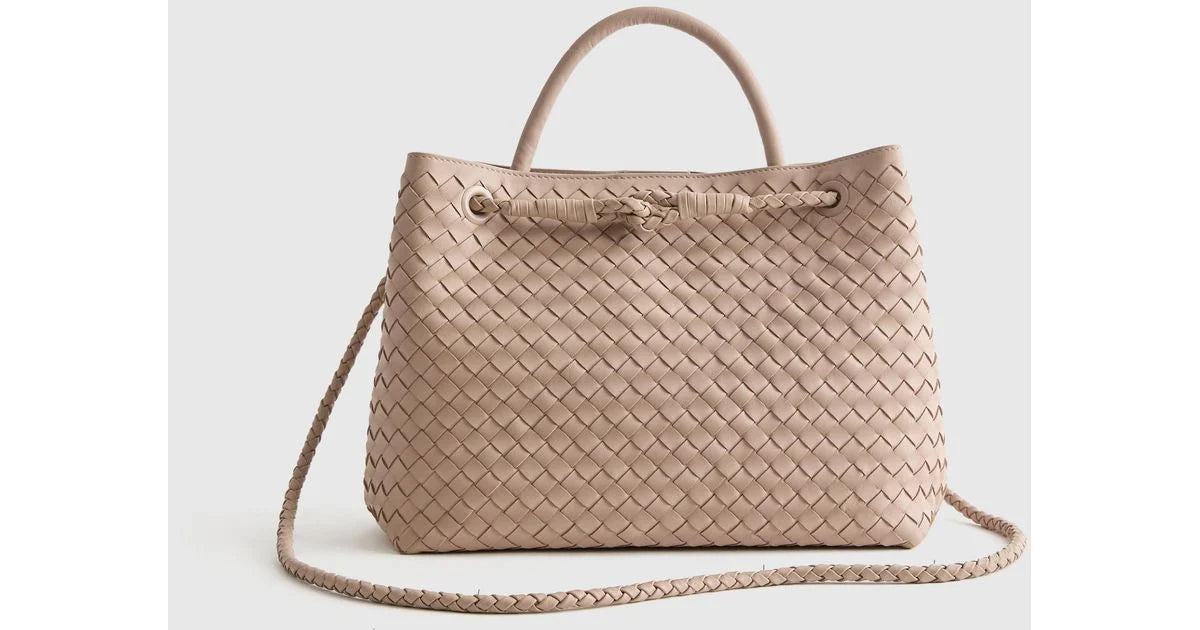 Quince Italian Leather Handwoven Satchel